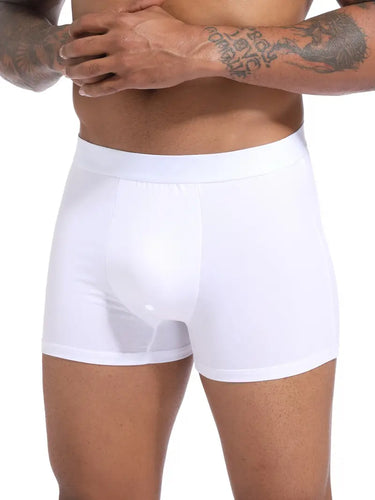 SÆT MED 5 HVIDE ELASTISKE HERREBOKSERSHORTS I BOMULD