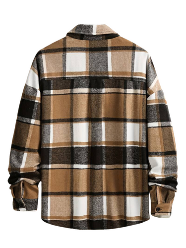 Men's Check Shirt - Long Sleeves, Loose Fit Autumn/Winter