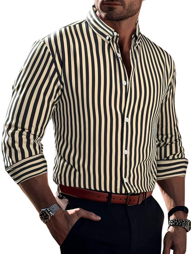 Men's Casual Shirt - Striped, Polyester, All Seasons