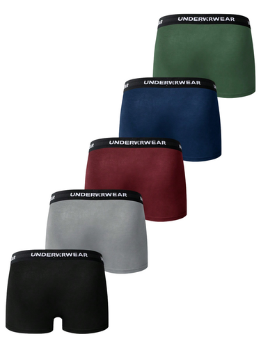 5ER-SET HERREN-BOXERSHORTS - KRONEN- UND SCHRIFT-PRINT