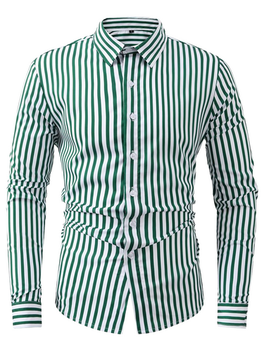 Stribet herreskjorte - lange ærmer, casual stil