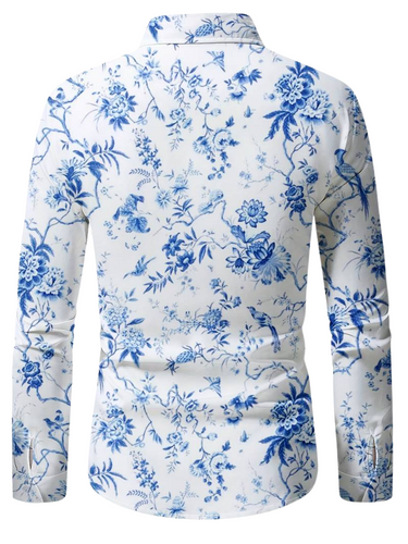 Men's Dress Shirt - Vintage Floral Print, Classic Style