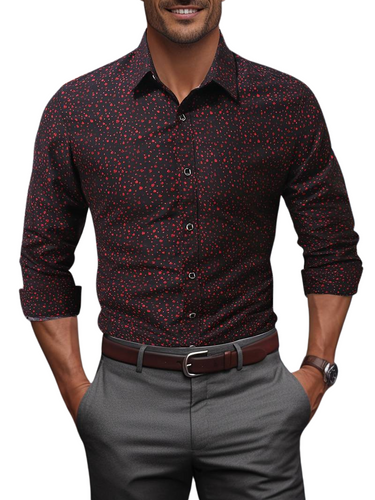 Men's Long-Sleeve Shirt - Fashion Print, Regular Fit