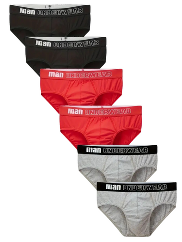 SET DE 6 SLIPS ELÁSTICOS PARA HOMBRE - COLOR LISO