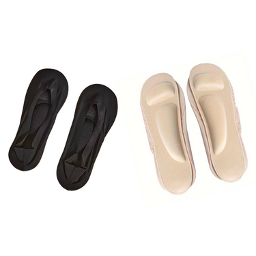 SET OF 4 UNISEX NO-SHOW SOCKS - NON-SLIP AND SHOCK-ABSORBING