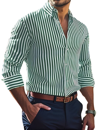 Stribet herreskjorte - lange ærmer, casual stil
